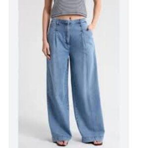 NWT Rag & Bone Aurora Pleated Trousers Winwood Blue Wide Leg Jeans Size 28